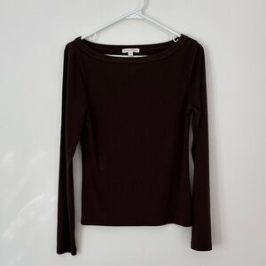 Banana Republic Long Sleeve Boatneck Top — Brown